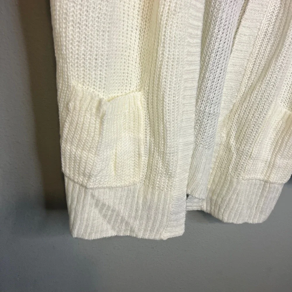 Hayden Cardigan Sz S/M Cream Rainbow Striped Open Front Pocket Long NWT - Picture 5 of 10